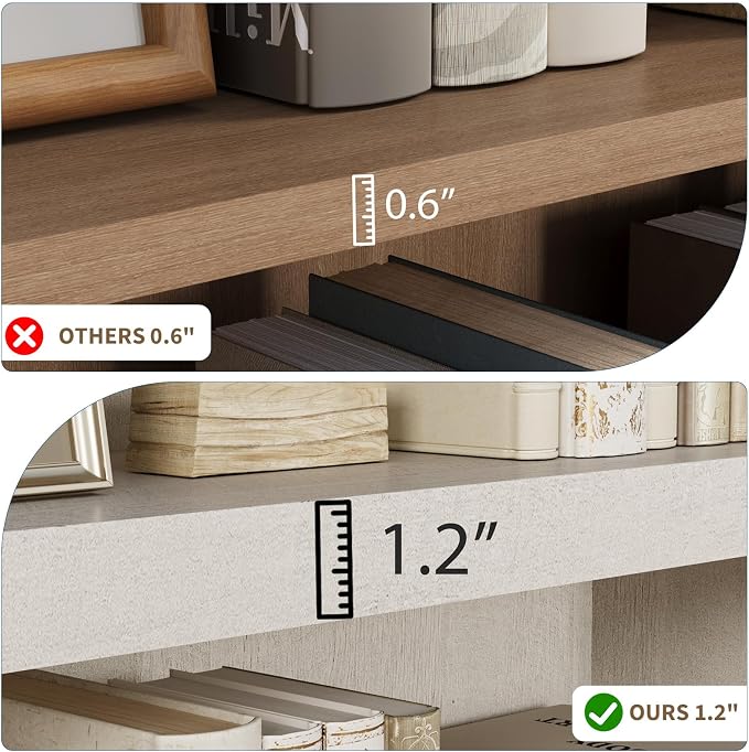 Rresyet 4 -Tier Bookcase, 31" Tall Book Shelf, 55” Wide Bookshelves, Wooden Bookcase Display Storage for Home Office, Living Room and Study Room (White)