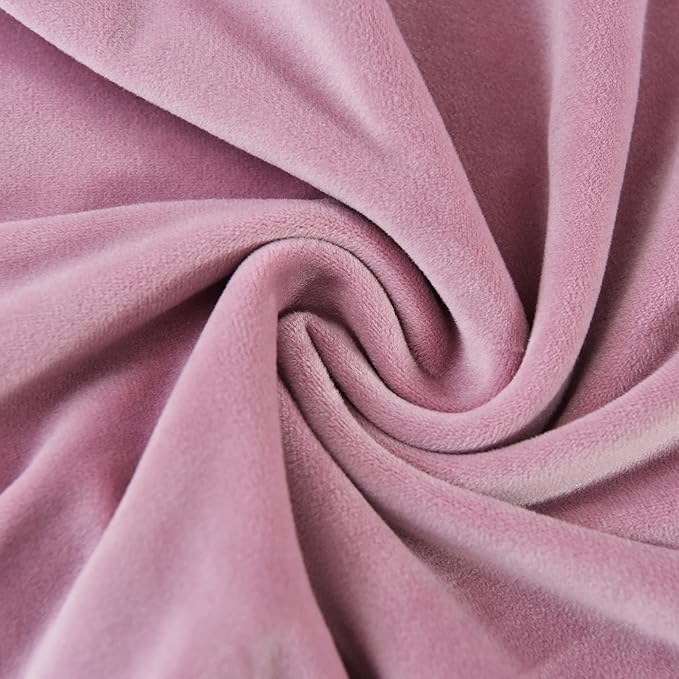 Deisy Dee Stretch XL/Oversized Extra Large Velvet Dining Room Chair Covers for Kitchen Dining，Removable Washable Chair Protectors Slipcovers (Pink, 4)