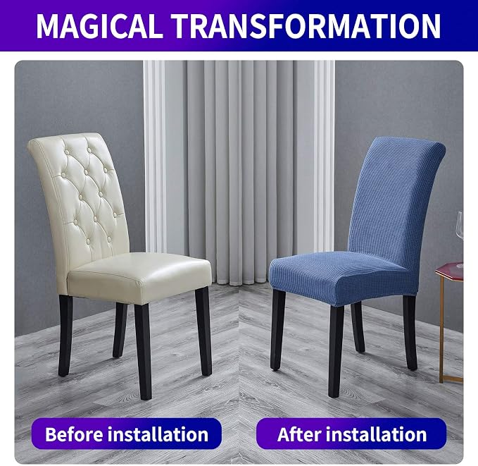 Stretch Chair Covers for Dining Room Set of 6, Removable Dining Room Chair Covers, Dining Chair Slipcovers Seat Protector, Great for Home and Banquet Decoration (Periwinkle Blue, 6 Pack)