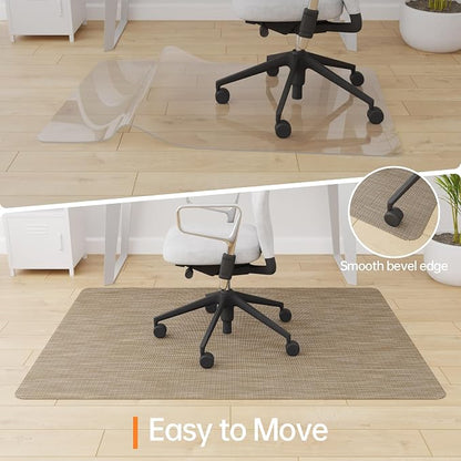 Office Chair Mat, 46" x 72" Computer Chair Mat for Hardwood Floor, Non-Curve Anti Slip Hard Floor Protector for Rolling Chair, PVC Mat Desk Rug for Home Office