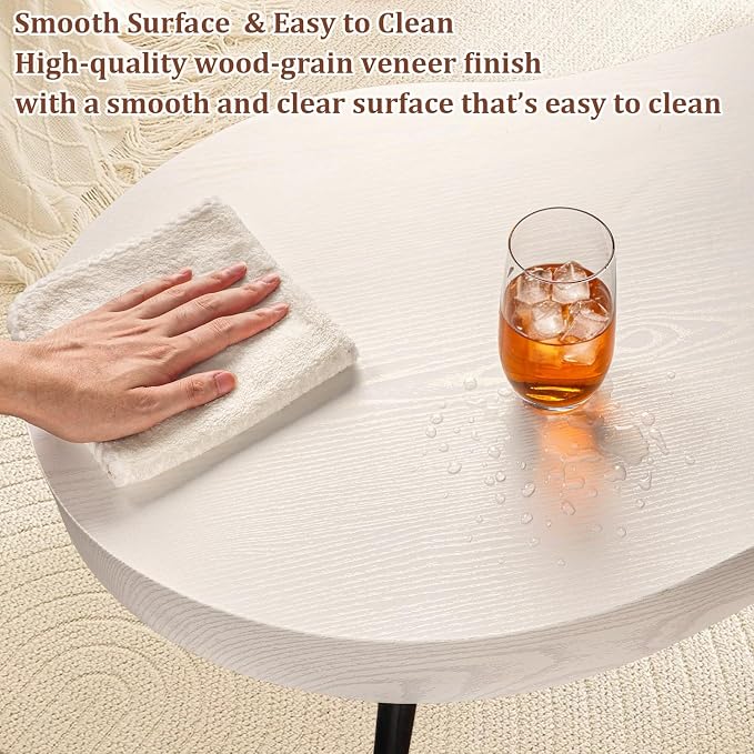 Cloud Coffee Tables Modern Small Coffee Table Wood Frame Low Floor Table for Sitting on the Floor White Funky Center Tea Tables for Living Room Reception Room
