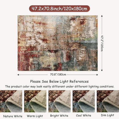 Lahome Modern Abstract Area Rug - 4x6 Washable Rugs for Living Room Bedroom Dining Room, Contemporary Indoor Floor Carpet for Kitchen Laundry Room Entryway Home Office