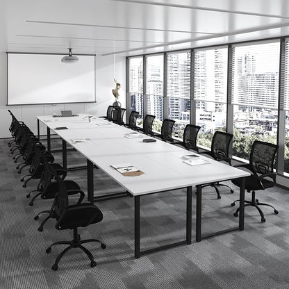Bonzy Home 24FT Conference Table, Modern Large Meeting Table Office Desks with Sturdy Metal Frame, Long Rectangle Table for 28 Person, 8PCS, 284" D x 64" W x 30" H, White