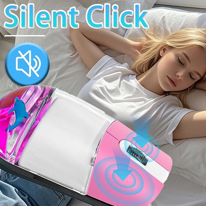 Wireless Mouse Cute Clear Water Silent Lightweight Portable Aqua Transparent Liquid Optical Retro Cordless Mice with USB Receiver Floater Dolphin for PC Laptop Computer MacBook Kids Girl Gift (Pink)