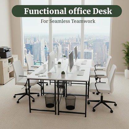 Computer Desk 32 Inch, Simple Home Office Desk Study Writing Table, Sturdy Metal Frame, Scratch-Resistant MDF Desktop for Bedroom Dorm Workspace Small Space, White