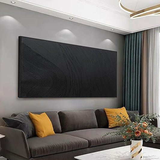 large black abstract wall art modern Hand-drawn canvas wall art decor for living room Line texture abstract wall decor Artwork for Walls pictures for bedroom office study Aesthetic Home Wall Decoration 39"×78"
