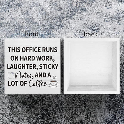 mmiishe Motivational Gifts for Women Funny Office Decorations for Work | Desk Decor for Coworkers Leader Women Cubicle Accessories for Office Meeting Rooms Wooden Box Sign for Birthday 5 x 5 Inches