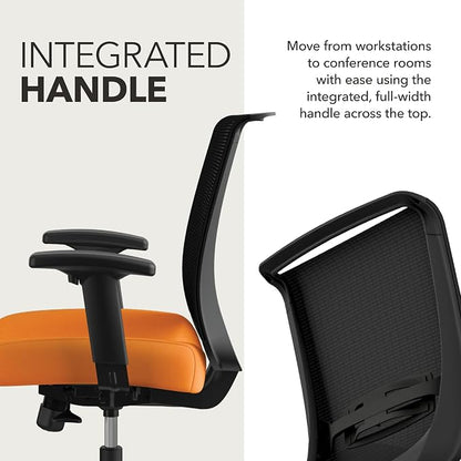 HON Convergence Ergonomic Office Chair with Mesh Back, Adjustable Arms, Lumbar Support, Synchro‑Tilt Desk Chair with Wheels for Home Office or Computer Use, Black Frame, Apricot