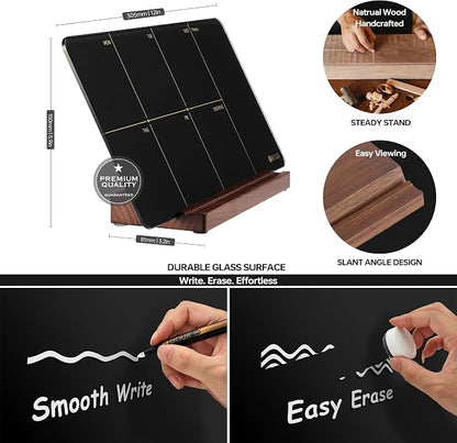 Desktop Black Glass Weekly Planner Dry Erase Whiteboard with Detachable Wood Stand,Small Portable Week Calendar to Do List White Board 12x6 for Office, Home, Schools, Marker&Eraser Included, Yeoux | Detachable Wood Stand, Small Portable, Week Calendar ...