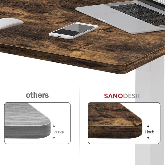 SANODESK Whole-Piece Particle Board Table Top for Standing Desk and Home Office Desk DIY, 55x28x1 Inch Rustic Brown Desk Top