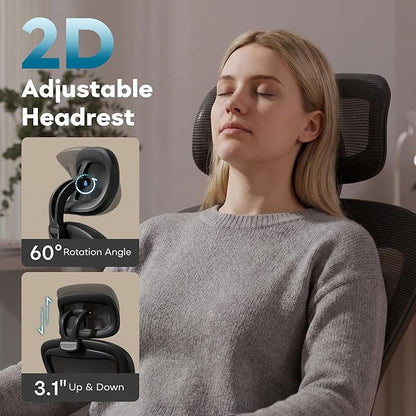 SeekFancy Ergonomic Office Chair M903, Computer Desk Chair | High Back Mesh Office Chair with Adjustable Lumbar Support, Headrest, Flip-Up Armrests, Wheels, 330LBS Capacity, Black