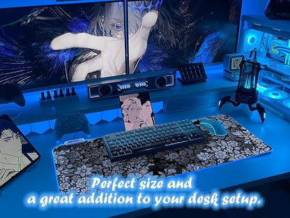 JMIYAV Black and White Mouse Pad RGB Gaming Mousepad 31.5x12 Inch PC XL Large Extended Glowing Led Light Up Desk Pad Non-Slip Rubber Base Computer Cute Mouse Mat Desk Accessories Gaming Setup 42-68
