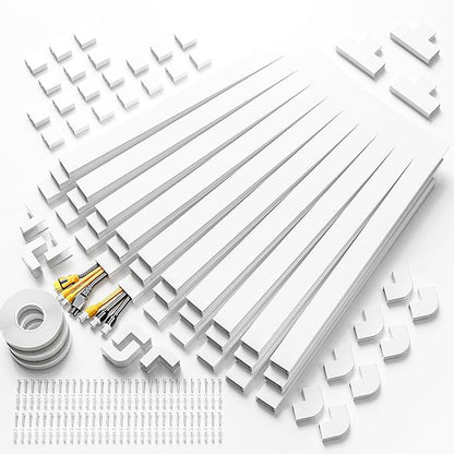 Delamu TV Cord Hider Wall, 472in Cable Hider, Large Cord Covers for 3-4 Wires on Wall, Paintable Cable Raceway to Hide Wires on Wall with 30 Raceways & 37 Accessories, 1.18in W x 0.67in H, White