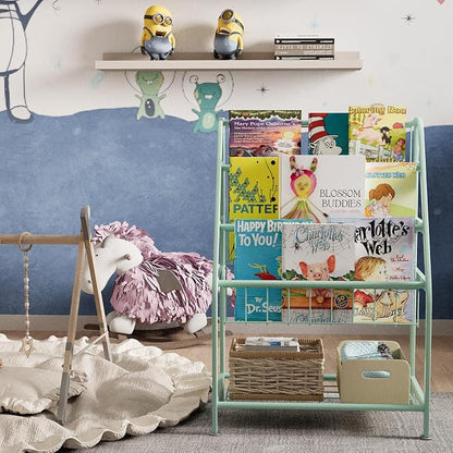 aboxoo Kids Bookshelf Todder Freestanding Small Bookcase Organizer for Children Room 18 inches Metal Bookcase Toy Organizer Green Stable Bookcase Bookstore Library Book Unit Storage for Small Place