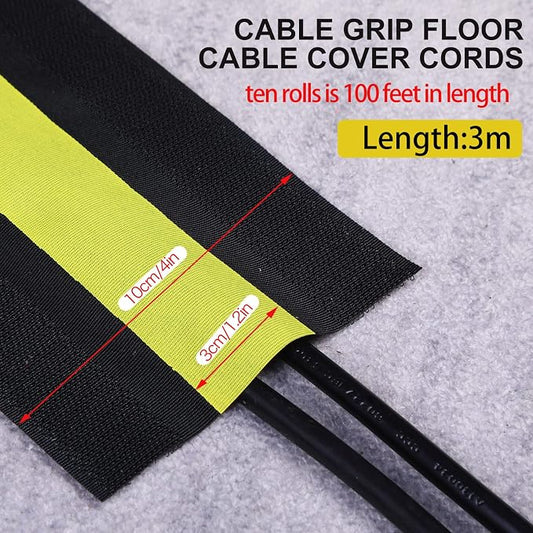 WILLBOND Carpet Cord Cover Cable Protector Floor Cover Cable Protector Management Only for Commercial Office Carpet(98.43 ft,Yellow and Black)