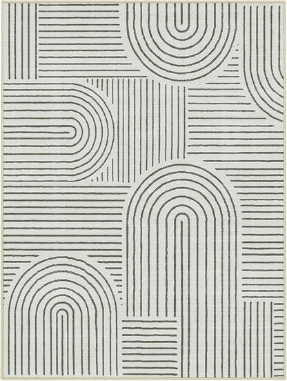 Lahome Abstract 9x12 Area Rugs for Living Room Bedroom, Soft Washable Rugs 9x12, Ultra-Thin Non-Slip Modern Dining Room Rug Non-Shedding Accent Carpet for Office Darrell, Grey/Beige