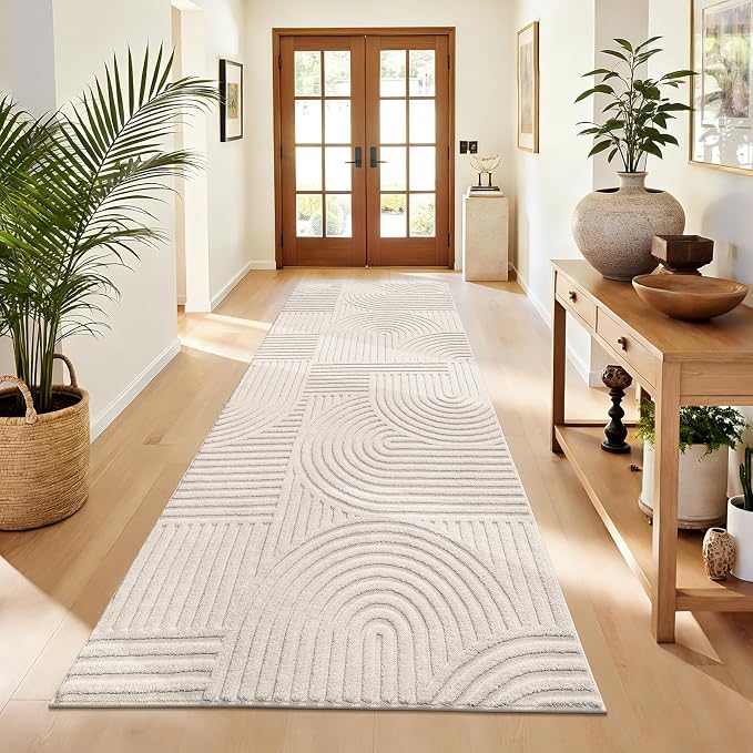 Pauwer 3x8 Washable Area Rugs for Living Room Modern Beige Solid Color Soft Fluffy Rugs for Bedroom Non Slip Boho Accent Indoor Mat Floor Carpet Cover for Kids Dining Room Kitchen Office