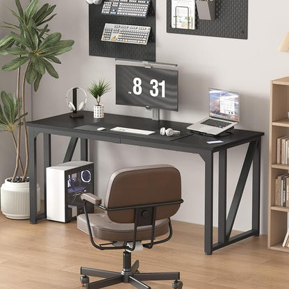 NSdirect Computer Desk 63×23.6 Inch Gaming Desk with Deeper & Thicker Desktop, Office Desk Work Desk for Home Office, Black