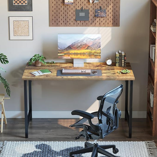 Grandder 32 inch Computer Desk, Small Home Office Desk Study Writing Kid Table for Small Spaces, Simple PC Work Desk, Adjustable Feet, Rustic Brown