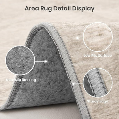 Valenrug Washable Rugs 7x9 - Stain Resistant 7x9 Area Rugs for Living Room, Non Slip Backing Gradient Printed Rugs for Bedroom, Foldable Machine Washable Area Rug(7'x9', Brown)