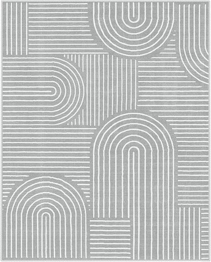 Lahome Abstract 8x10 Area Rugs for Living Room, Non Slip Bedroom Rug 8x10 Under Bed, Soft Grey Ultra-Thin Accent Carpet for Dining Room Office Darrell (8x10ft,Gray)