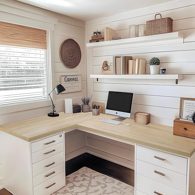 Kaboon 48x30 inches Tabletop, Solid One-Piece Desktop for Sit Stand Desk, Double Desks, L Desk DIY,Wood Countertop Home or Commercial Use,1 inch Thick, Light Oak, 30" D x 47.25" W