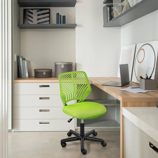Topeakmart Office Desk Chair Armless Swivel Computer Chair Low-Back Task Chair with Lumbar Support & Height Adjustable Study Chair, Green
