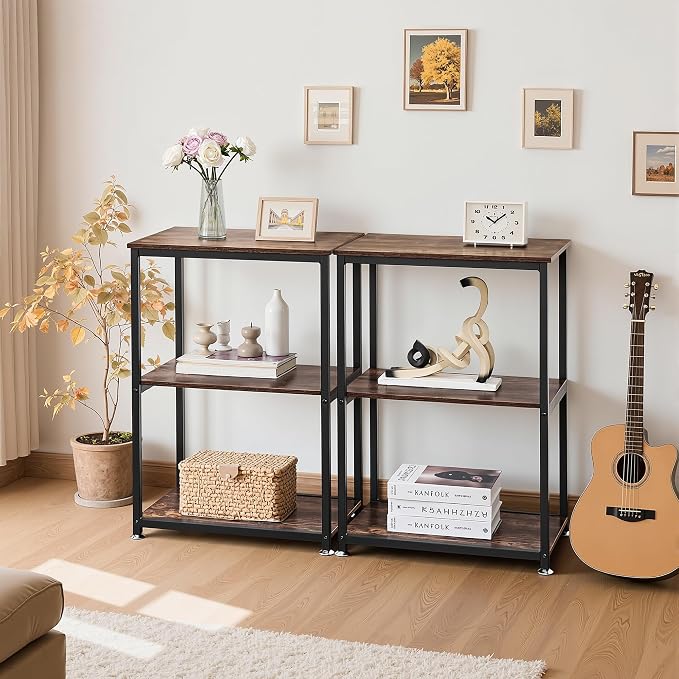 VECELO Tall End Side Table,30" Height Nightstand with 3-Tier Storage Shelf for Living Room Bedroom Office Hallway Study