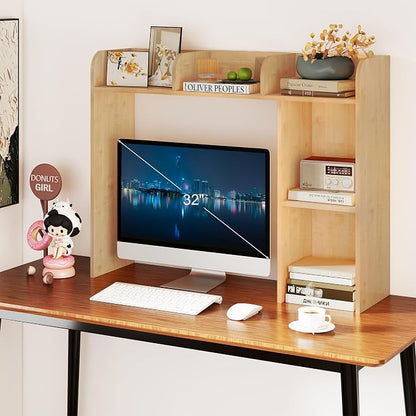 WAYTRIM Desk Shelf, Desk Hutch 3-Tier Desktop Bookshelf & Desk Organizer Shelf for Top of Desk, Wood Desktop Storage Shelf for Dorm, Office, Small Space, Desk Organizers and Accessories