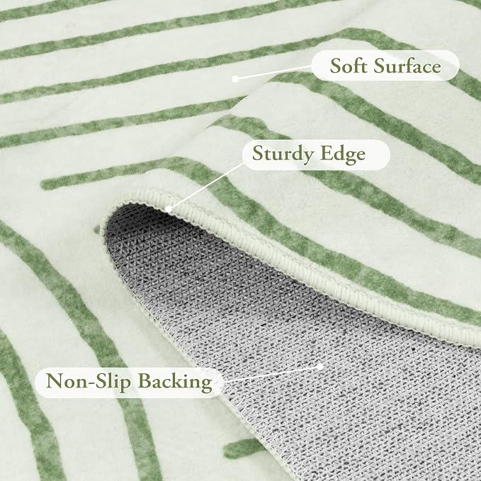 Lahome Abstract 9x12 Area Rugs for Living Room Bedroom, Soft Washable Rugs 9x12, Ultra-Thin Non-Slip Modern Dining Room Rug Non-Shedding Accent Carpet for Office Darrell, Green