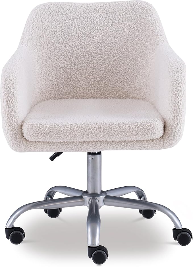 Linon Home Decor Products Linon Brooklyn Sherpa Office Chair, Ivory