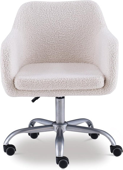 Linon Home Decor Products Linon Brooklyn Sherpa Office Chair, Ivory