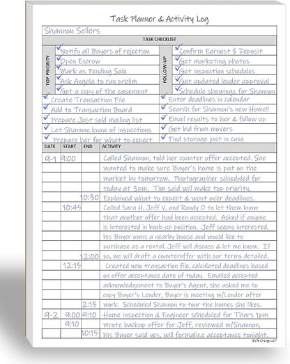 Task Planner & Activity Log Notepad for Work, Daily To Do List with Checklist, Time Tracking & Notes, 60 Pages, 8.5 x 11 Letter, Portrait – Life Charge