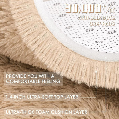 OLANLY 5x10 Machine Washable Large Area Rugs for Living Room, Bedroom, Soft Fluffy Shaggy Bedside Rug, Indoor Floor Carpet for Kids Girls and Boys, Dorms, Nursery, Home Decor Aesthetic, Beige
