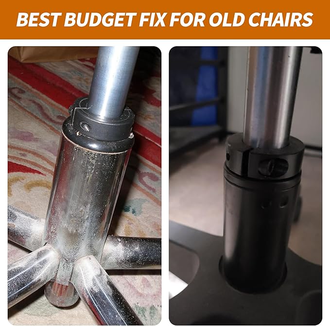 Office Chair Cylinder Clamp Fix Kit – Heavy Duty Steel Bracket to Stop Chair Sinking, Adjust Height Without Gas Lift Replacement, Office Chair Saver Kit, No Tools Required