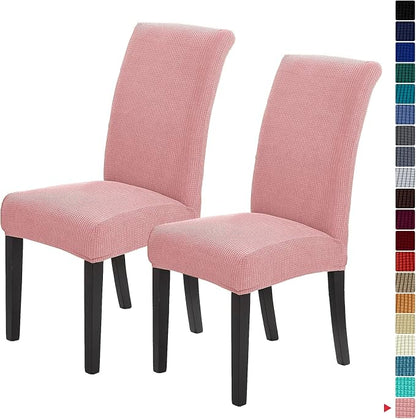 Stretch Chair Covers for Dining Room Set of 2, Removable Washable Dining Room Chair Covers, Dining Chair Slipcovers Seat Protector, Great for Home Decor and Banquet (Dusty Pink, 2 Pack)