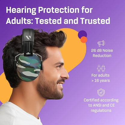 Vanderfields - Hearing Protection Ear Muffs - Over 31 dB (2K Hz) Broad Noise Cancelling Sound Reduction - Adults & Teens