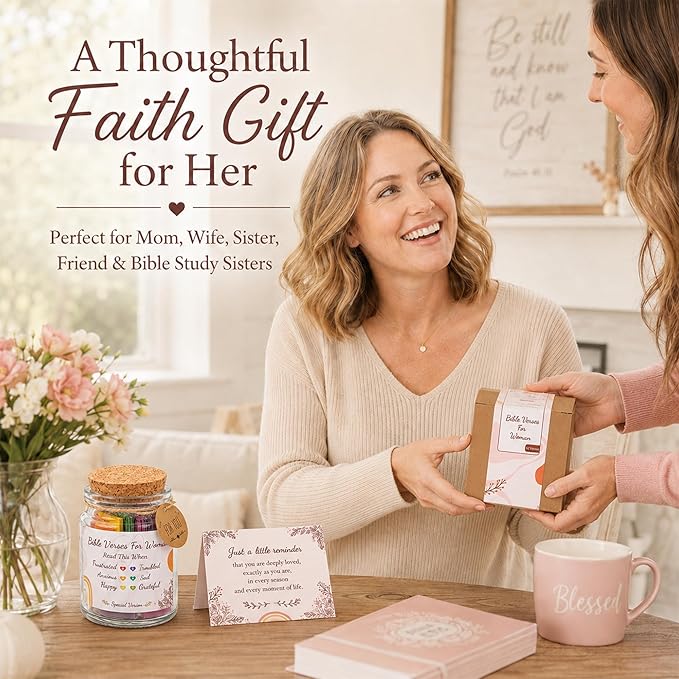 Bible Verses Jar for Women – Christian Gifts For Women, Color Coded Scripture Jar, Mothers Day Gifts For Mom