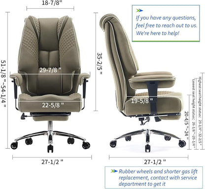 EXCEBET Big and Tall Office Chair 400lbs Wide Seat, Mesh High Back Executive Office Chair with Foot Rest, Ergonomic Chairs Lumbar Support for Lower Back Pain Relief (Mesh Light Green)