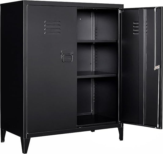 SISESOL Storage Cabinet with Doors and Shelves,40" Metal Storage Cabinet with Lock Door Adjustable Shelf,Office Storage Cabinets,Garage Tool Cabinets for Home,Office,School,Kitchen
