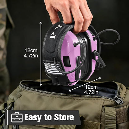 Electronic Shooting Ear Protection w/Gel Pads, 23dB NRR Active Noise Reduction & 3X Amplification Headset for Shooters