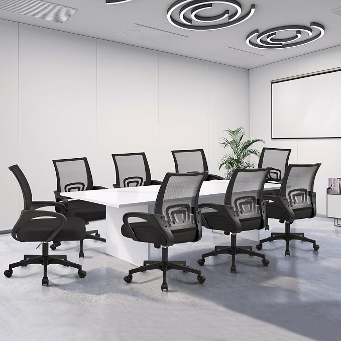 Topeakmart Executive Desk Chair Ergonomic Office Chair Swivel Mesh Back Task Computer Chair with Adjustable Height Armrest for Home Office Conference and Study Room, Black