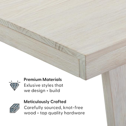 Plank+Beam 72 Inch Farmhouse Dining Table, Large Wooden Rectangular Dinner Table for Dining Room, Home Office, Living Room Furniture, Easy Assembly, White Sand Wirebrush