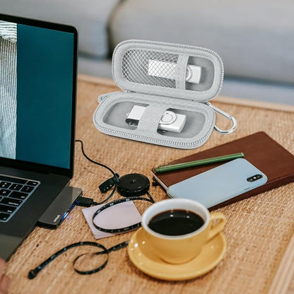 USB Flash Drive Case, SD Card Holder Compatible with Thumb Drive, Memory Cards, SDXC SDHC Storage Bag, Electronic Accessories Organizer for SanDisk for Samsung for Inland (Sliver)