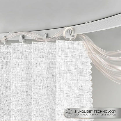 JILRON Hanging Accordion Room Divider with Track System - Ceiling-Mounted Partition Curtain, Simple Installation(White 180" W x 108" L-Pack of 1)