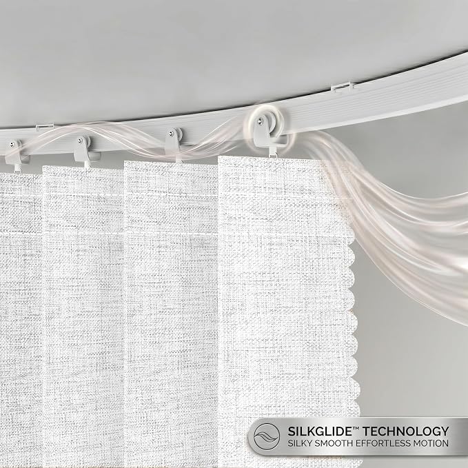 JILRON Hanging Accordion Room Divider with Track System - Ceiling-Mounted Partition Curtain, Simple Installation(White 100" W x 96" L-Pack of 1)