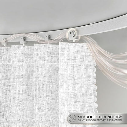 JILRON Hanging Accordion Room Divider with Track System - Ceiling-Mounted Partition Curtain, Simple Installation(White 100" W x 84" L-Pack of 1)