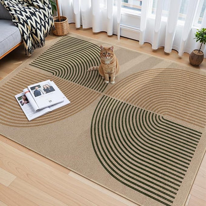 Lahome Enfys Modern Rainbow Easy Jute Rug, 4x6 Washable Rugs for Entryway Office Farmhouse Kitchen Mats for Floor, Contemporary Non Slip Floor Carpet for Backyard Sunroom Living Room Bedroom