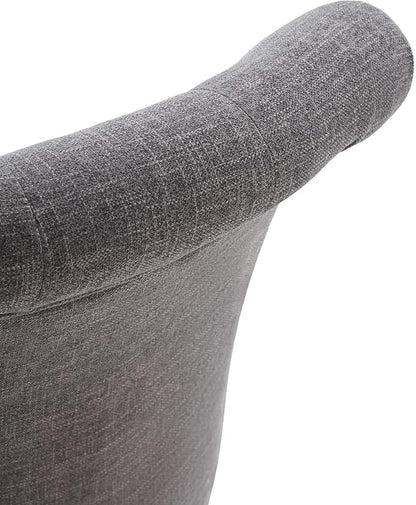 HUIMO Home Office Chair Upholstered Armless Desk Chair with Wheels Adjustable Height Computer Desk Chair with Wooden Legs Linen Fabric Comfortable Swivel Chairs for Home Office Study Studio (Grey)