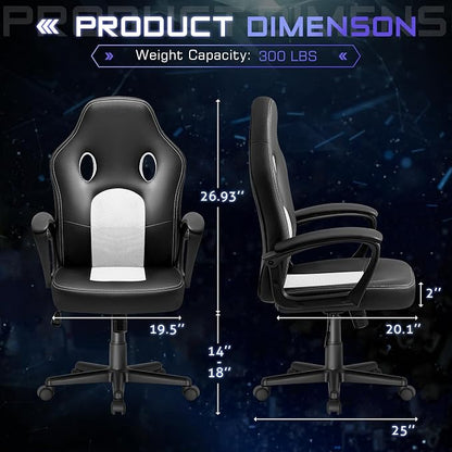 Office Gaming Chair Leather Computer Chairs High Back Ergonomic Adjustable Racing Game Desk Chair Executive Conference Chair (White)